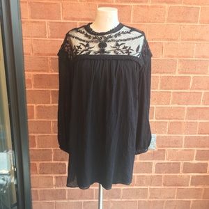 Zara TRF Black Sheer Lace Top Babydoll Dress